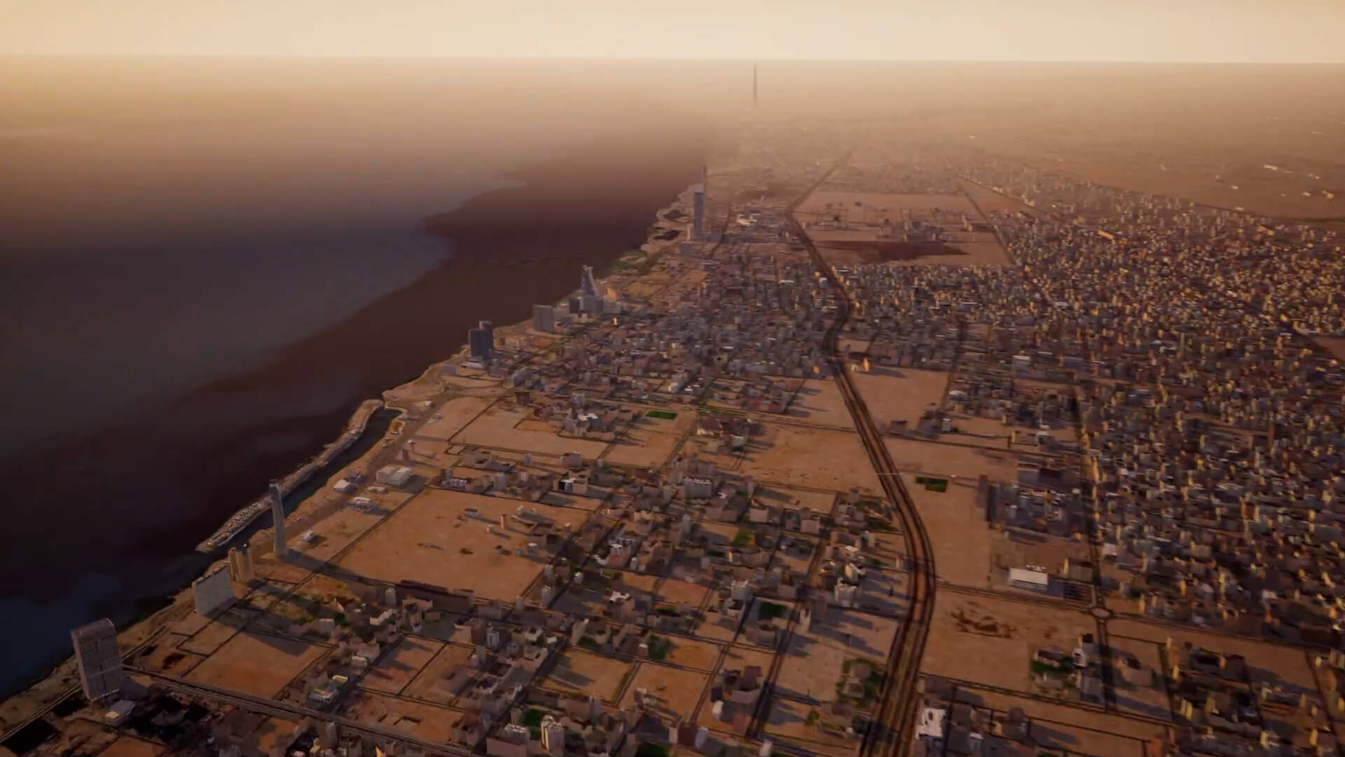 Aerial view of the digital twin city of Jeddah, Saudi Arabia